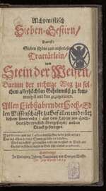 Alchymistisch Sieben-Gestirn, das ist, sieben schöne und ausserlesene Tractätlein, vom Stein der Weisen