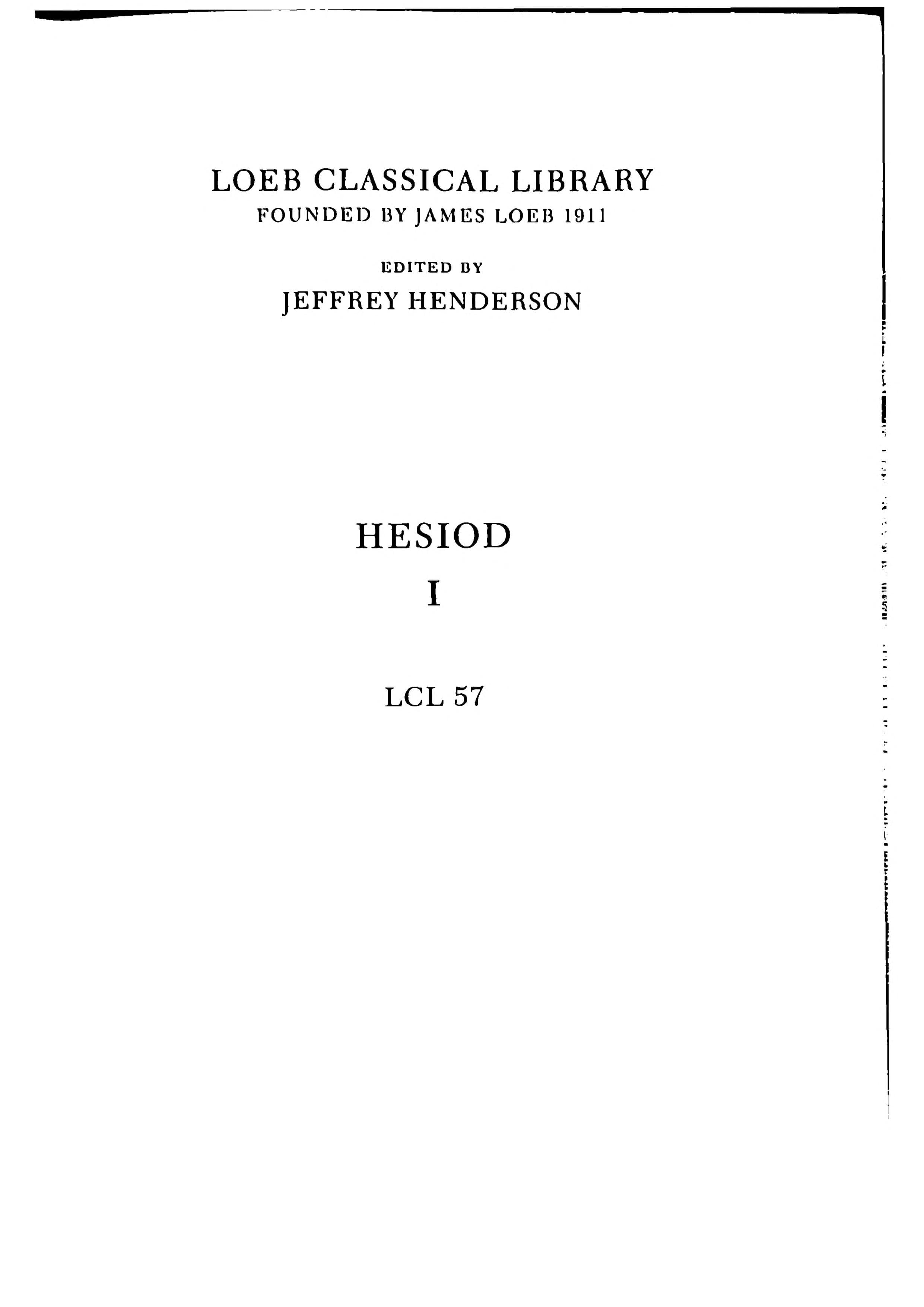 Hesiod: Theogony, Works and Days, Testimonia
