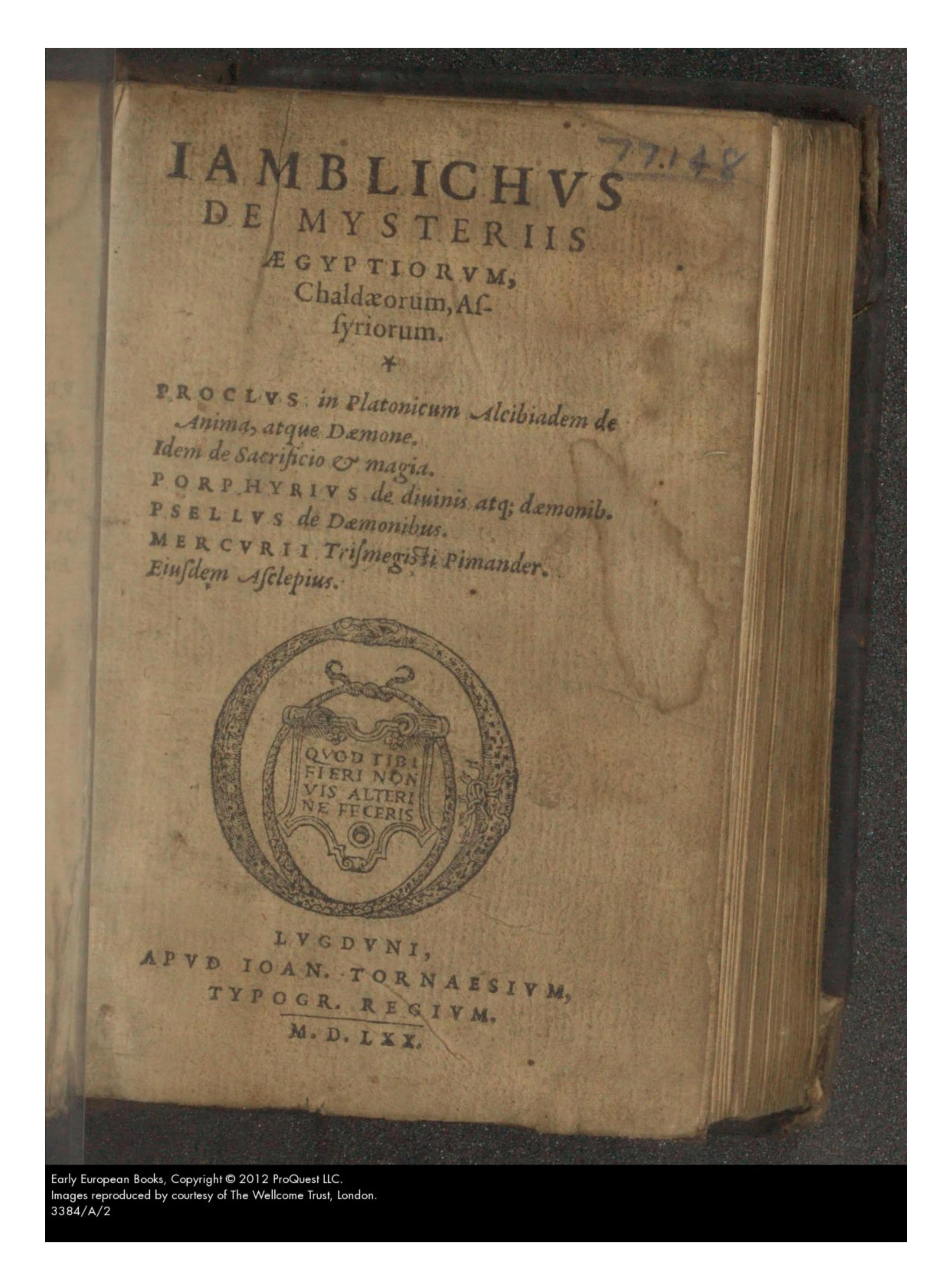 De Mysteriis Aegyptiorum (Iamblichus, Proclus, Porphyry, Psellus, Hermetica)