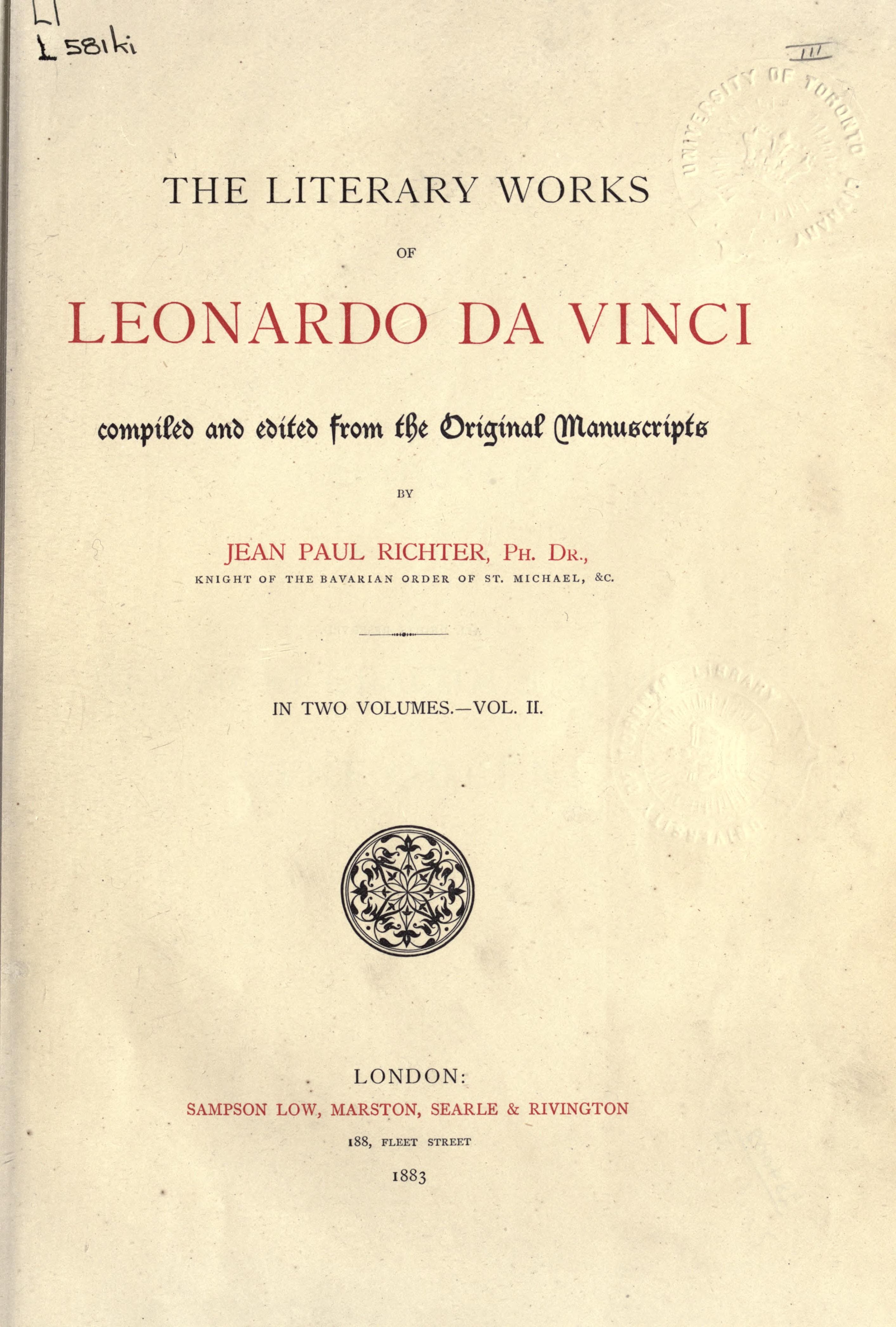 The Literary Works of Leonardo da Vinci, Vol. II