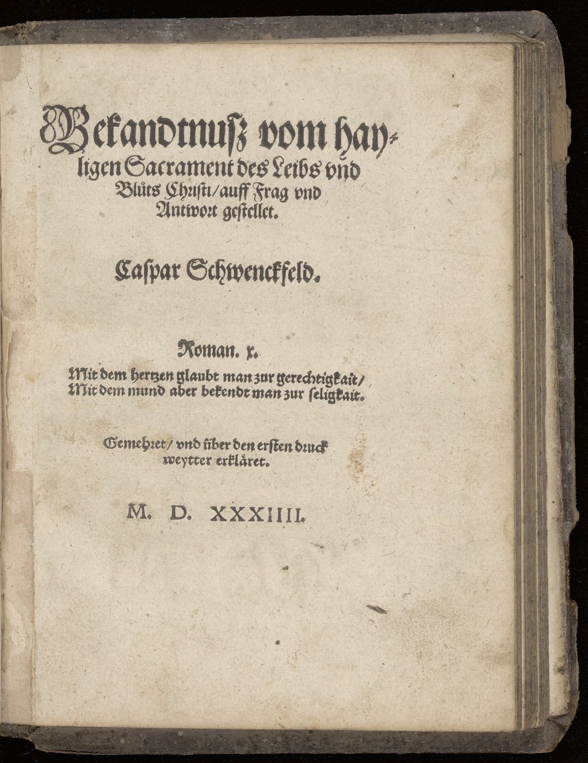 Bekandtnusz vom hayligen Sacrament des Leibs und Bluts Christi