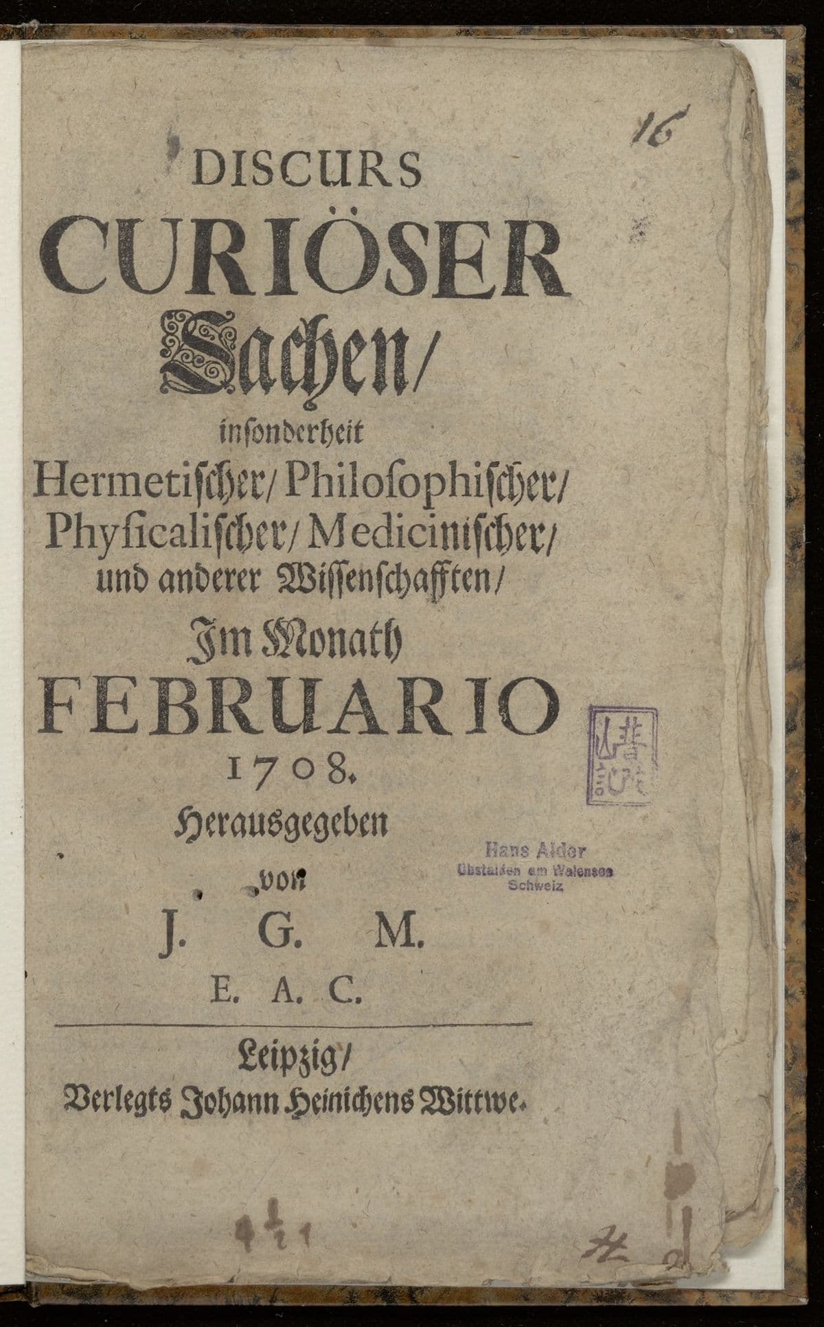 Discurs curiöser Sachen