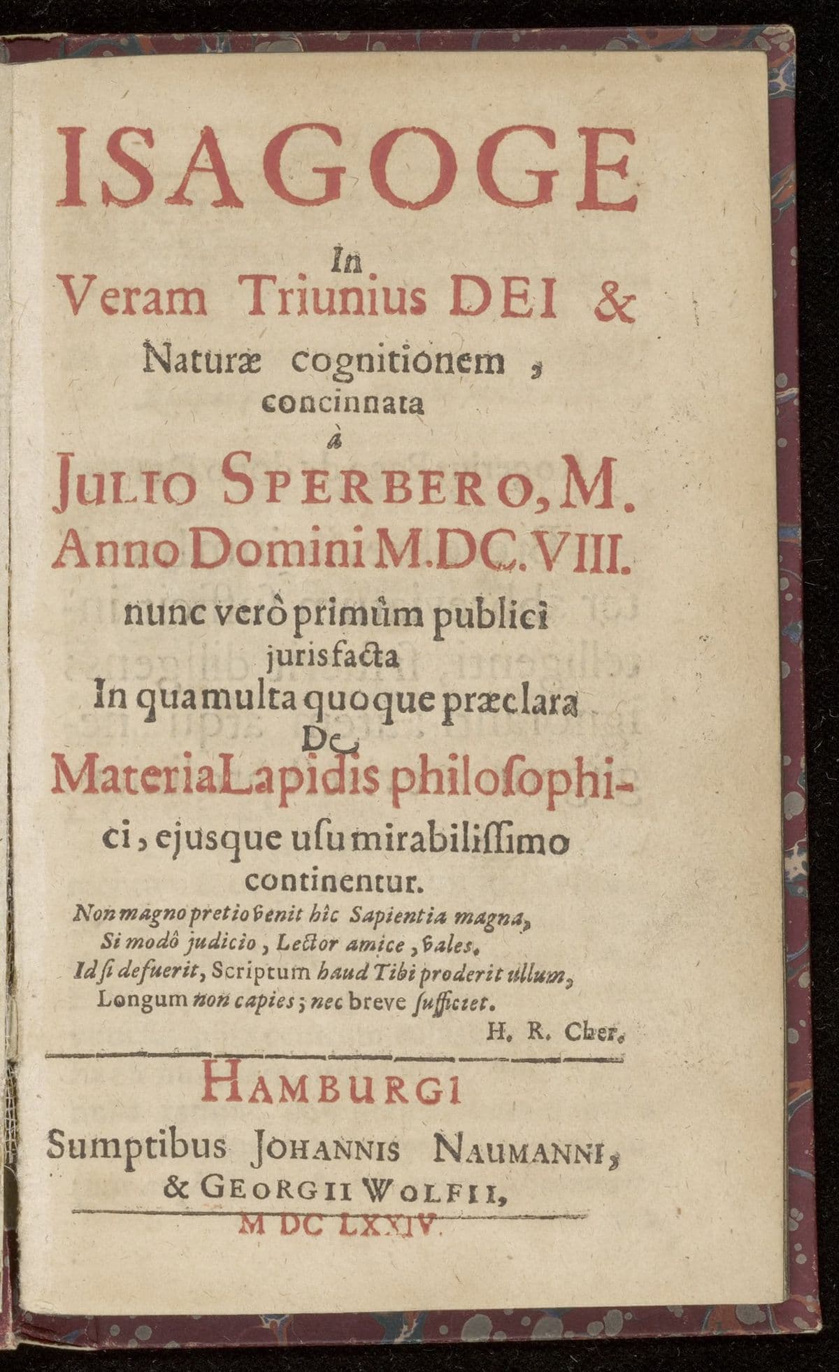 Isagoge in veram triunius Dei & natura cognitionem