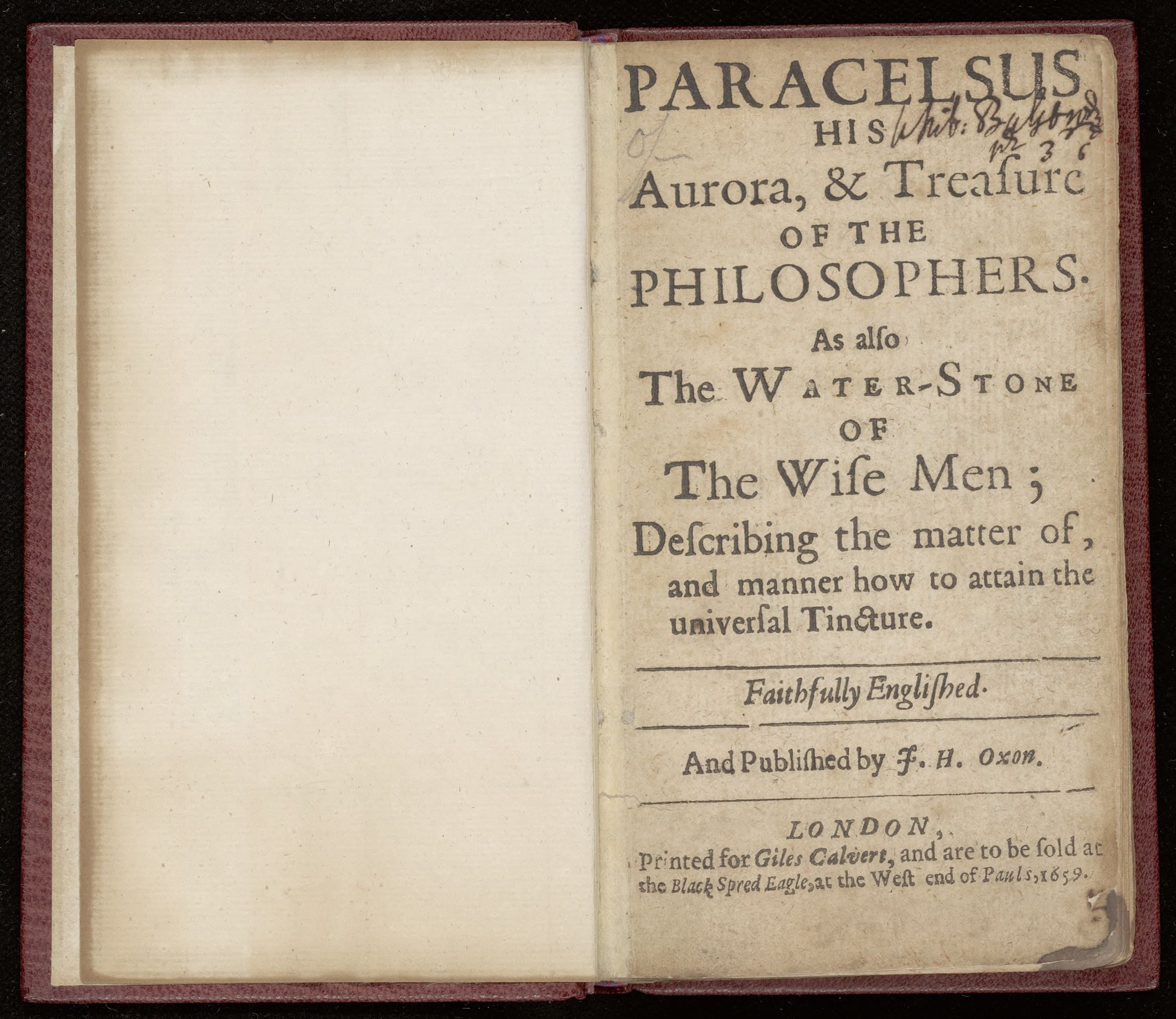 Aurora, & treasure of the philosophers. The water-stone of the wise men