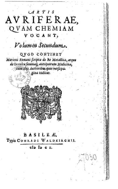 Artis auriferae quam chemiam vocant