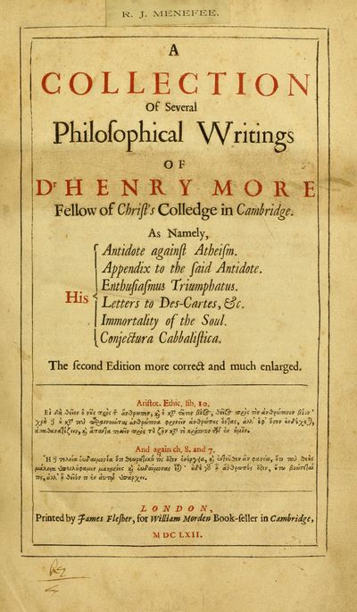 Philosophical Writings of Dr. Henry More